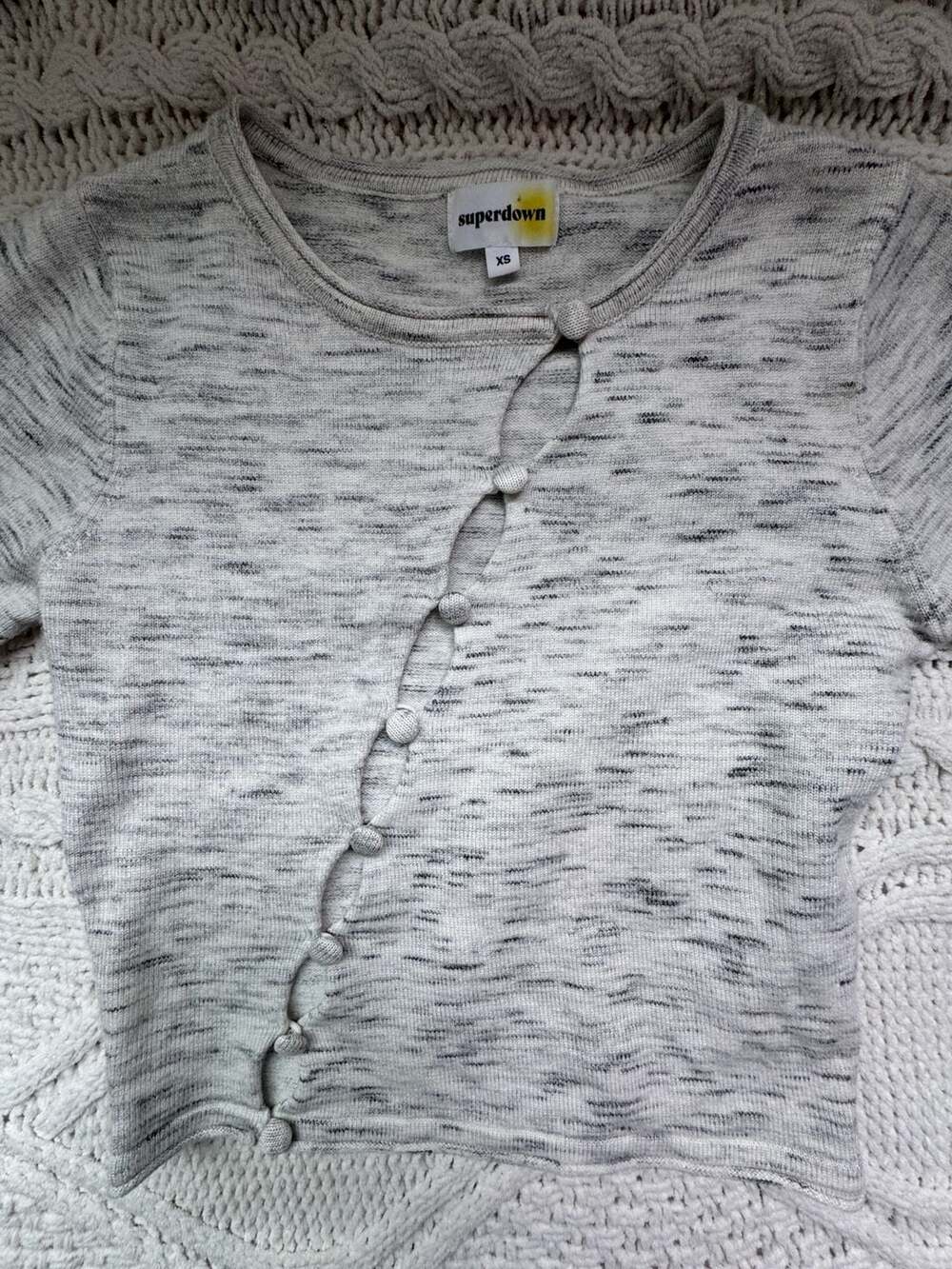 superdown Heather Grey Button Front Cardigan Top